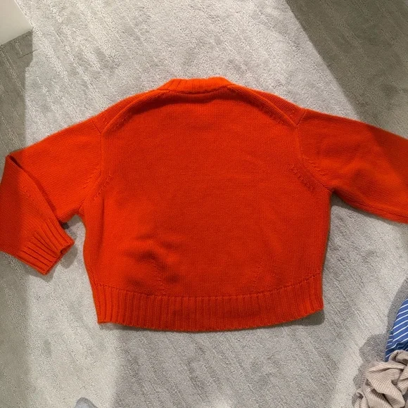 COS Chunky Pure Cashmere Crewneck Sweater Orange Size Small - Picture 7 of 7